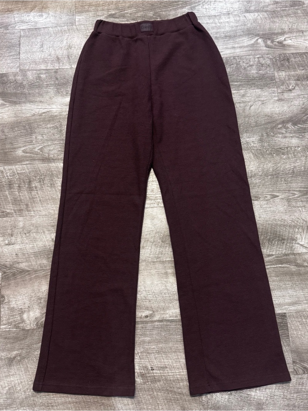 Comfrt Waffle Knit Wide Leg Lounge Pants Cocoa Brown Womens Sz. S